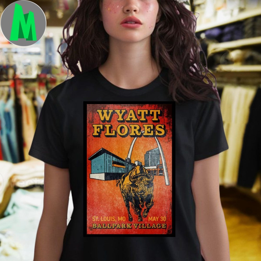 Wyatt Flores St. Louis 2025 Concert Poster T-Shirt Ballpark Village Country Music Fan Apparel