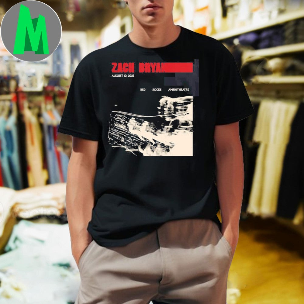 Zach Bryan Red Rocks Amphitheatre August 10 2025 Concert Tour T-Shirt