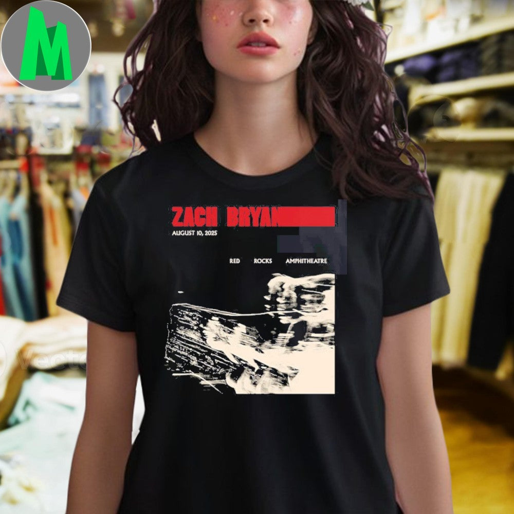 Zach Bryan Red Rocks Amphitheatre August 10 2025 Concert Tour T-Shirt
