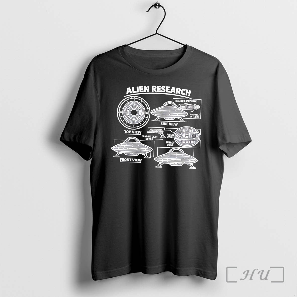 Officials Alien Research Ufo Top View Front View Side View Tee Premium T Shirts Sweater