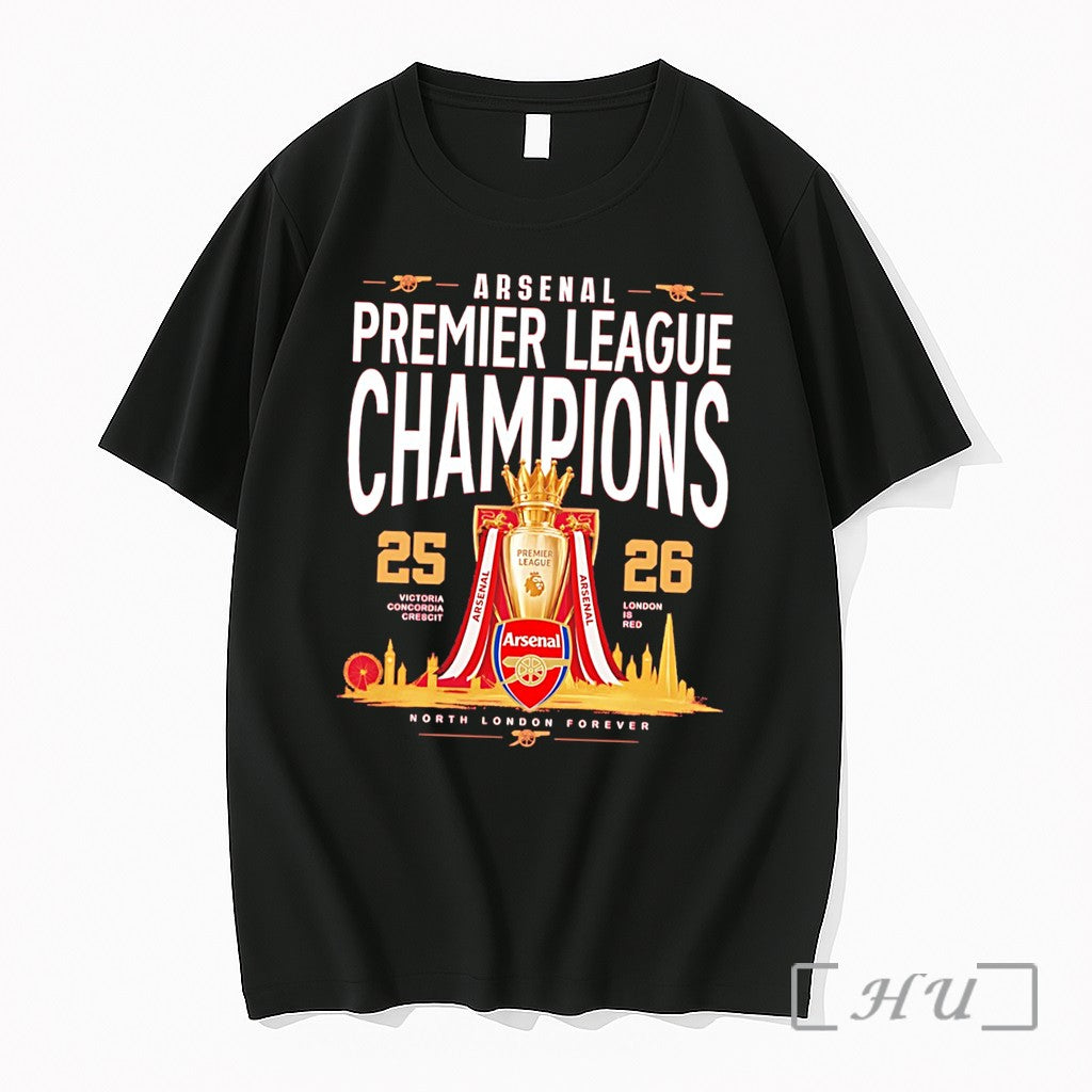 Officials Arsenal Football Club 2025 26 Premier League Champions Trophy Tee Premium T Shirts Sweater