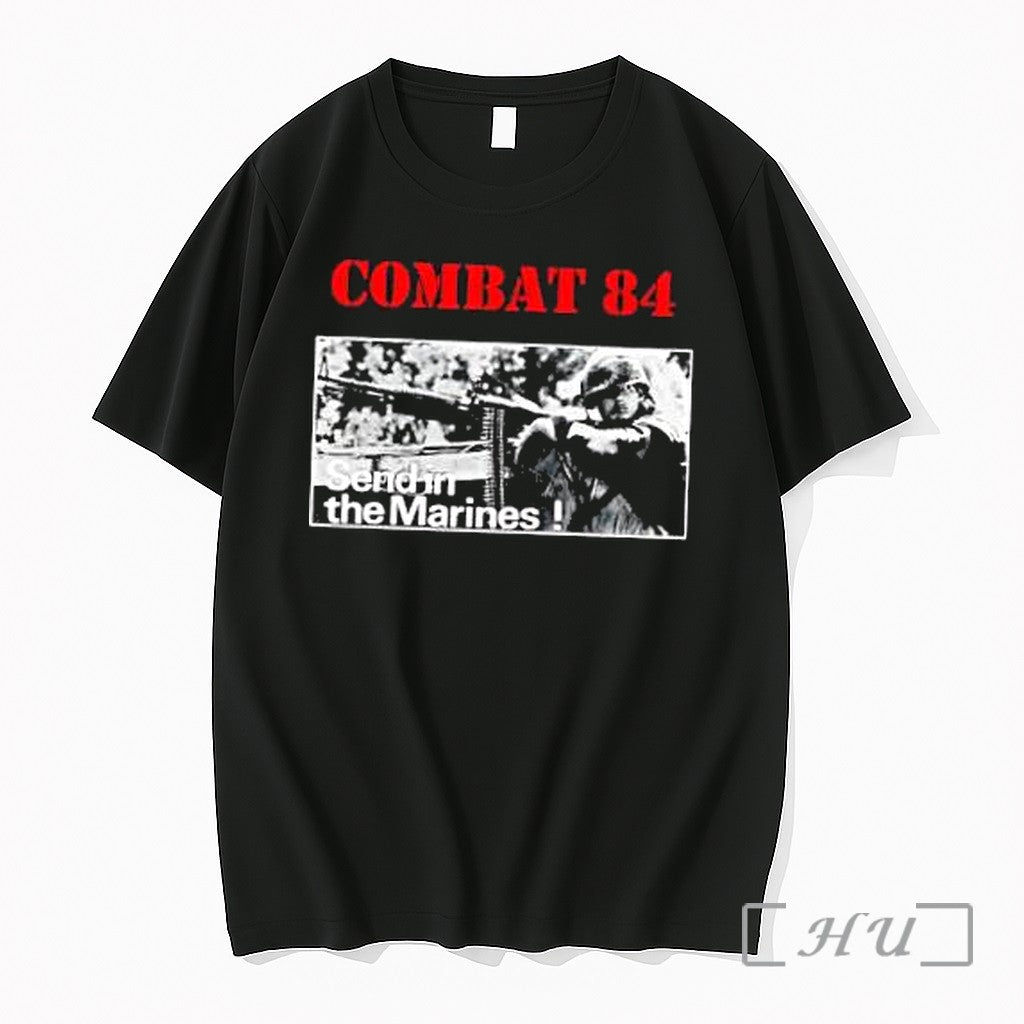 Officials Combat 84 Send In The Marines Soldier Machine Gun Military Premium T Shirts Sweater