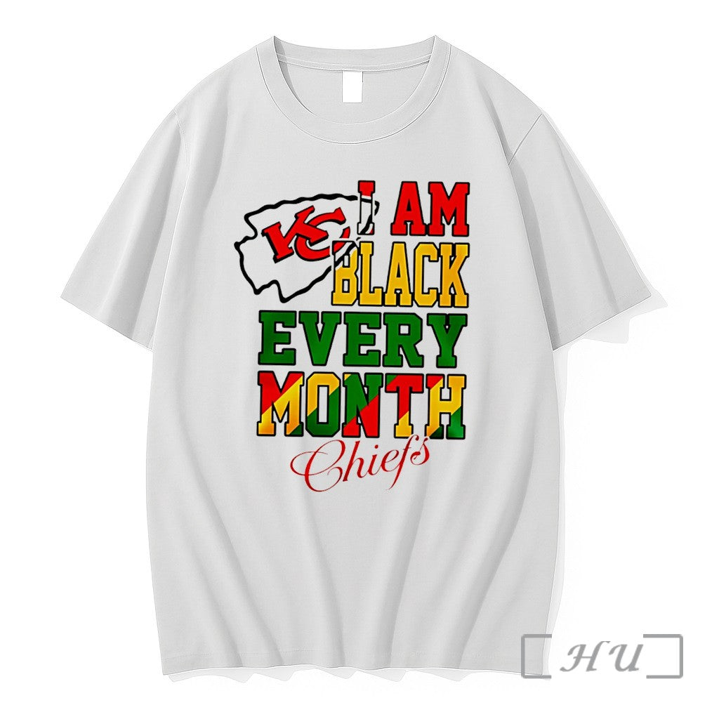 Officials Kansas City Chiefs I Am Black Every Month Juneteenth Logo Tee Premium T Shirts