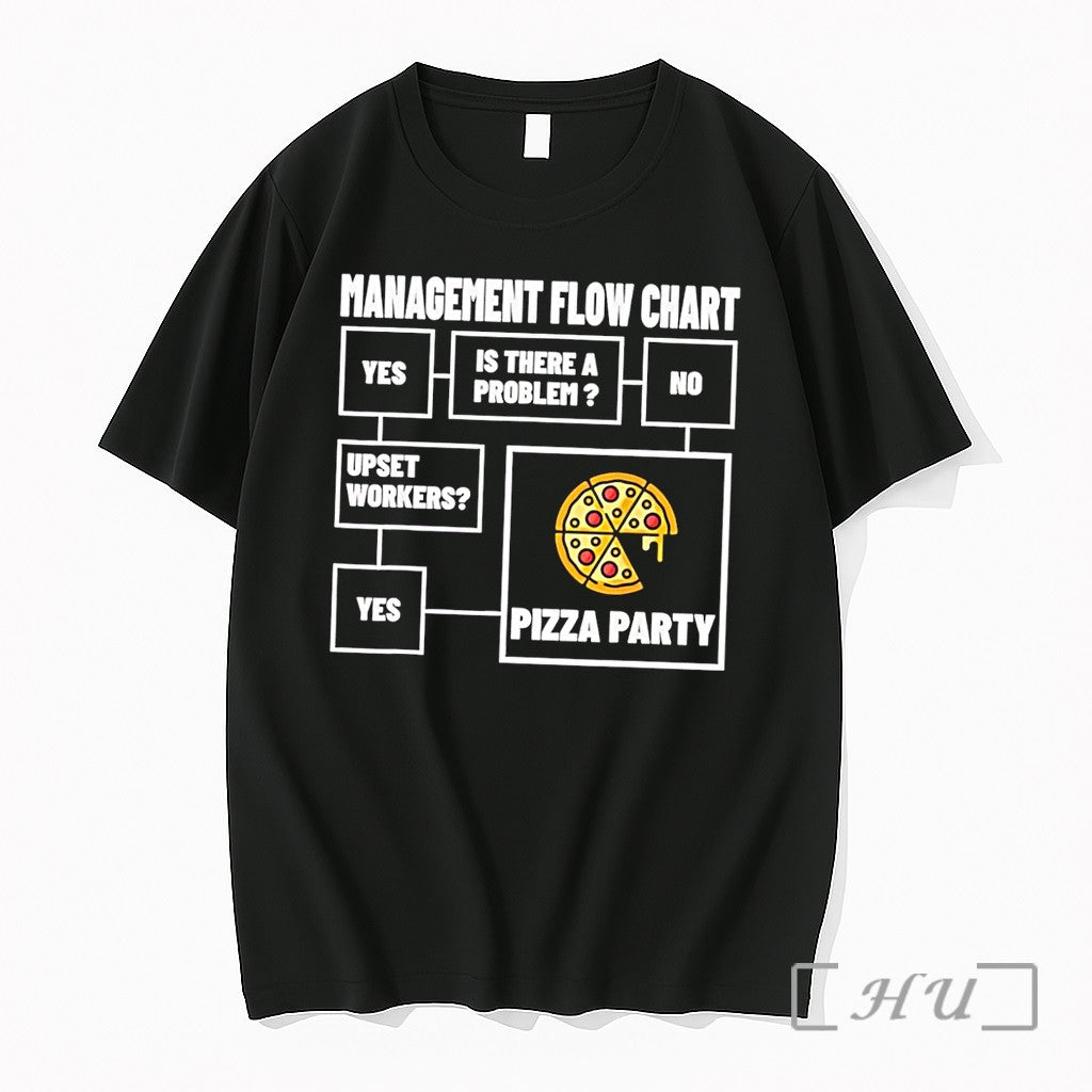 Officials Management Flow Chart Is There A Problem Pizza Party Funny Black Premium T Shirts