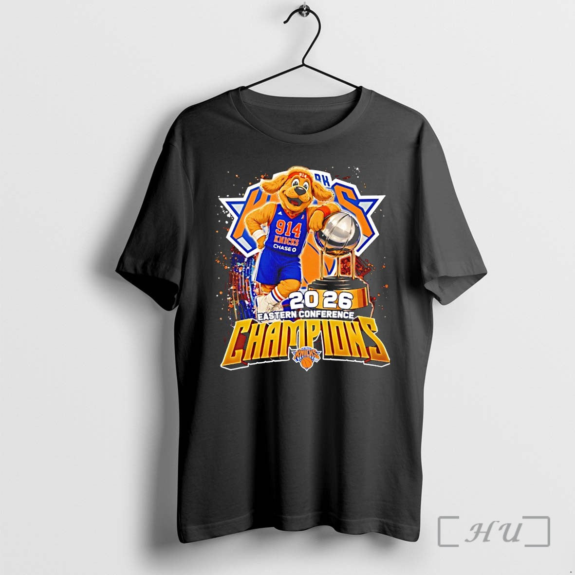 Officials New York 914 Knicks Chase 2026 Eastern Conference Champions Mascot Trophy Premium T Shirts