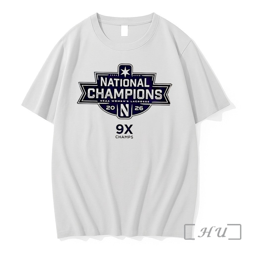 Officials Northwestern Wildcats Womens Lacrosse 2026 National Champions 9x Tee