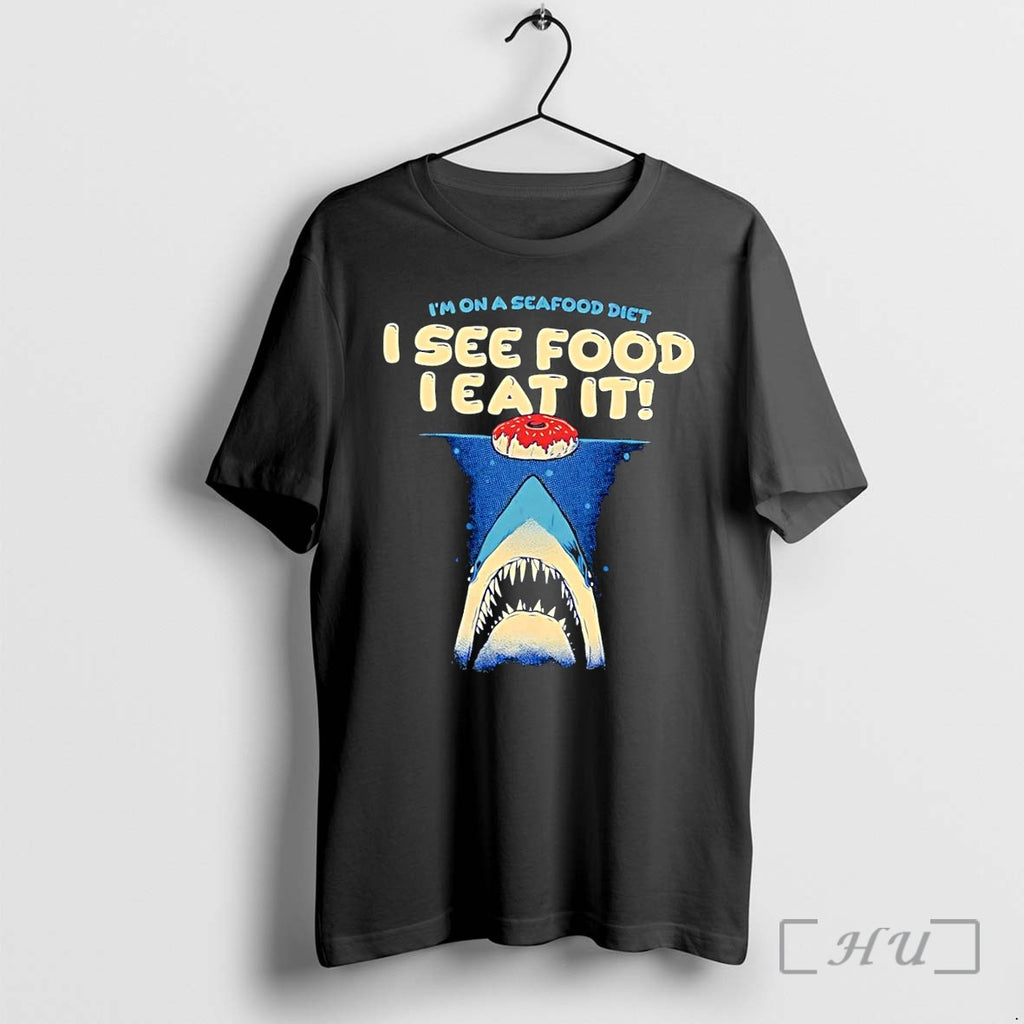 Officials Seafood Diet I See Food I Eat It Shark Donut Black Premium T Shirts
