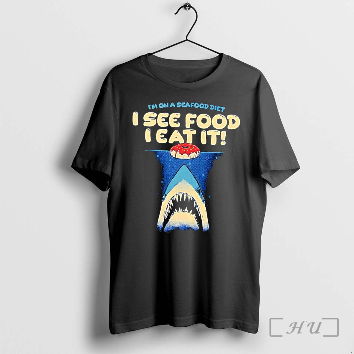 Officials Seafood Diet I See Food I Eat It Shark Donut Black Premium T Shirts