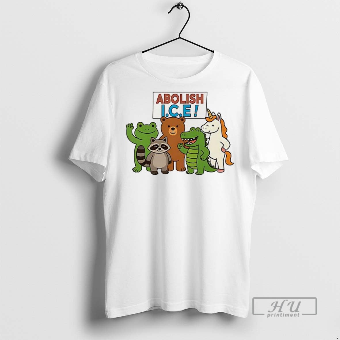 Officials Trending Abolish Ice Frog Unicorn Raccoon Bear Dinosaur Protest Funny Graphic Tee Shirt