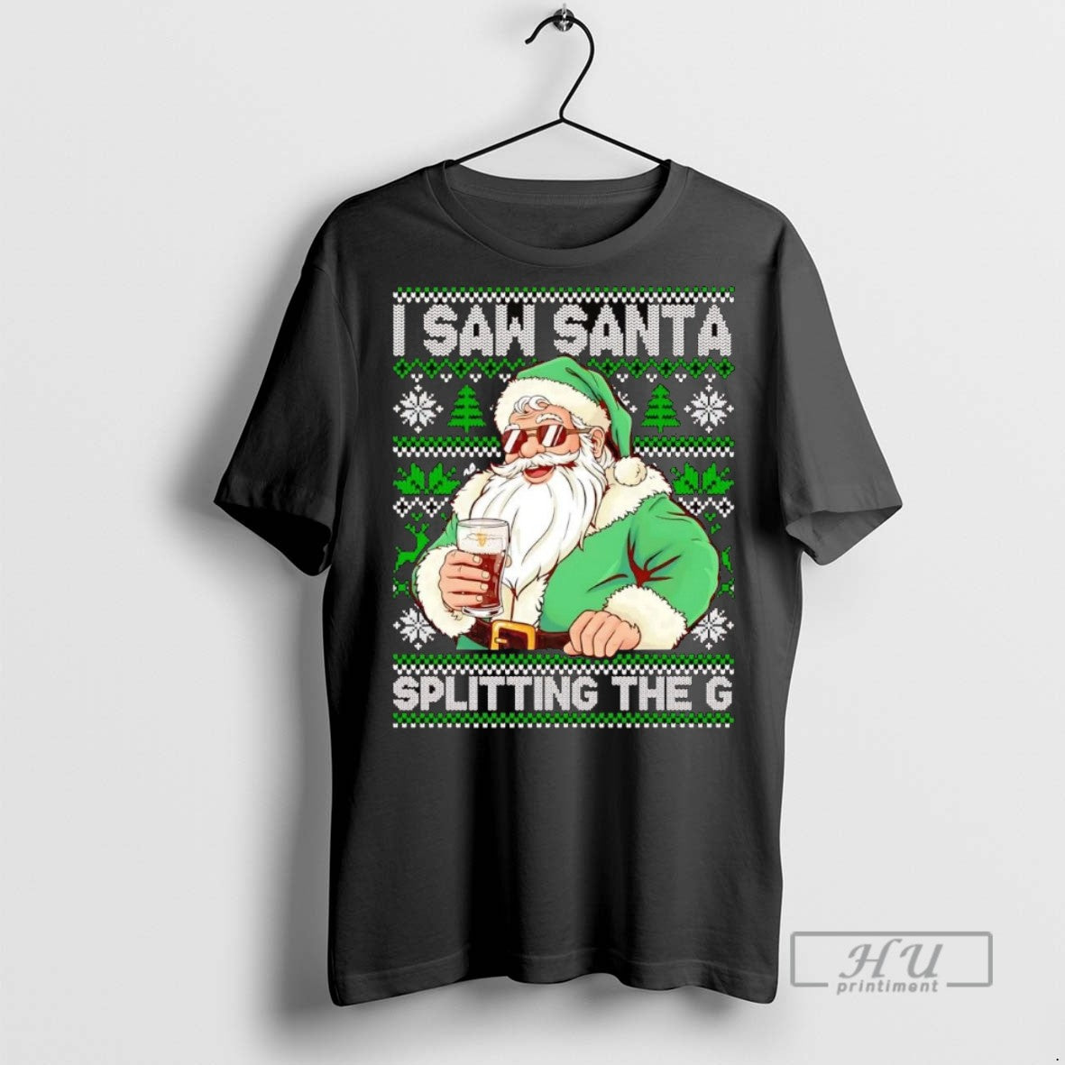 Officials Trending I Saw Santa Splitting The G Guinness Beer Christmas Graphic Tee Shirt