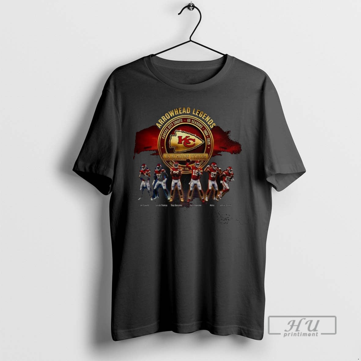 Officials Trending Kansas City Chiefs Football Arrowhead Legends 65 Seasons Stronganniversary Graphic Tee Shirt