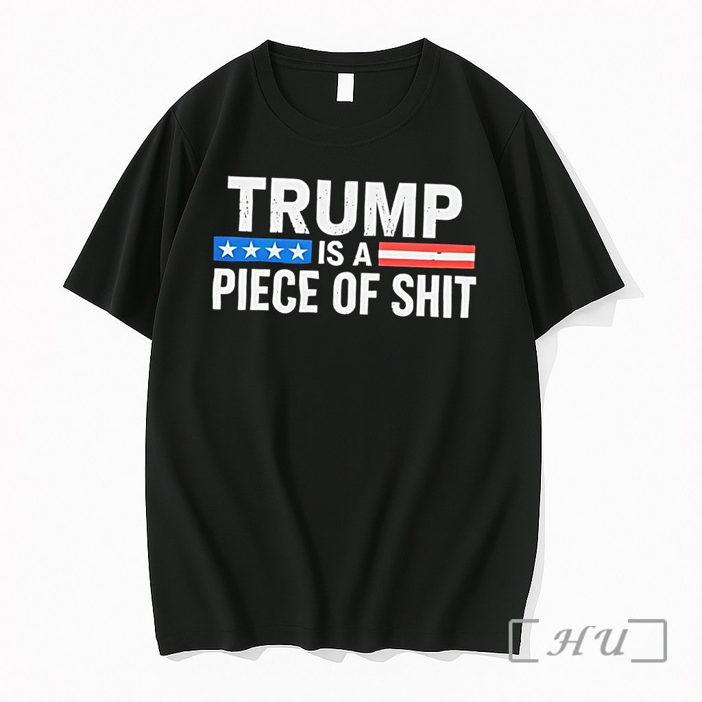 Officials Trump Is A Piece Of Shit Blue Stars Red Stripe Black Premium T Shirts