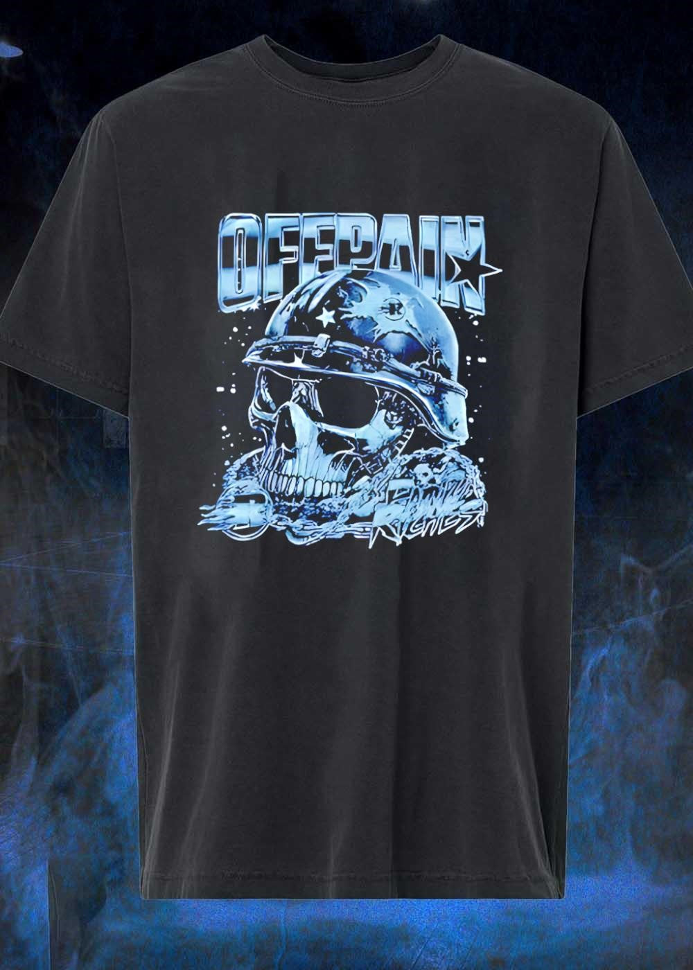 Offpain Riches Skull Wearing Military Helmet T-Shirt