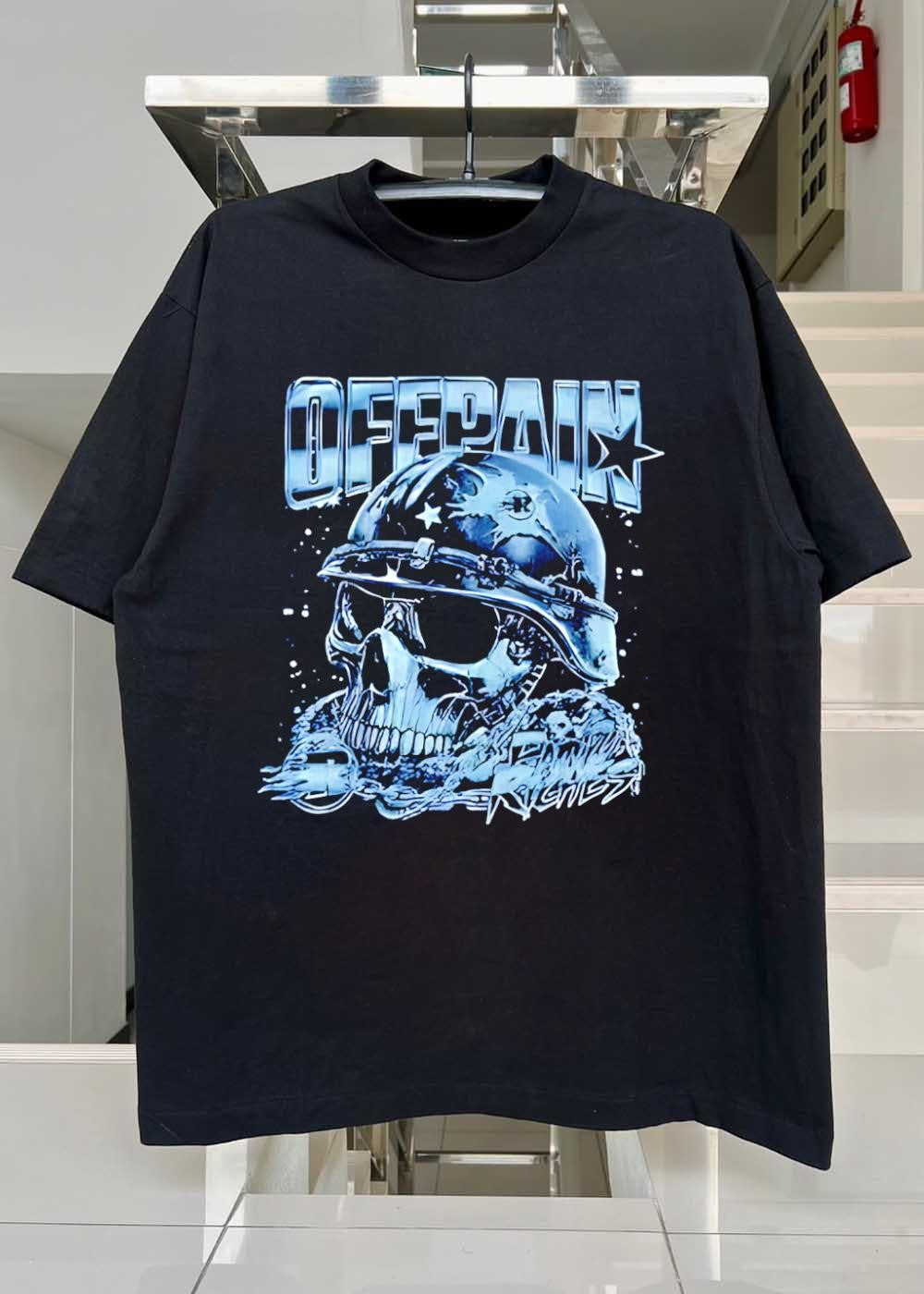 Offpain Riches Skull Wearing Military Helmet T-Shirt