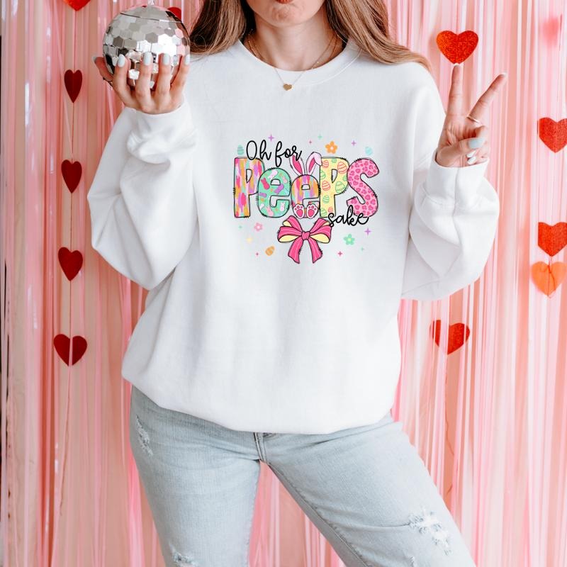 Oh For Peeps Bunny Printed Sweatshirt, Peeps Bunny Sweatshirt, Oh For Peeps Bunny Sweater, Printed Comfort Colors...