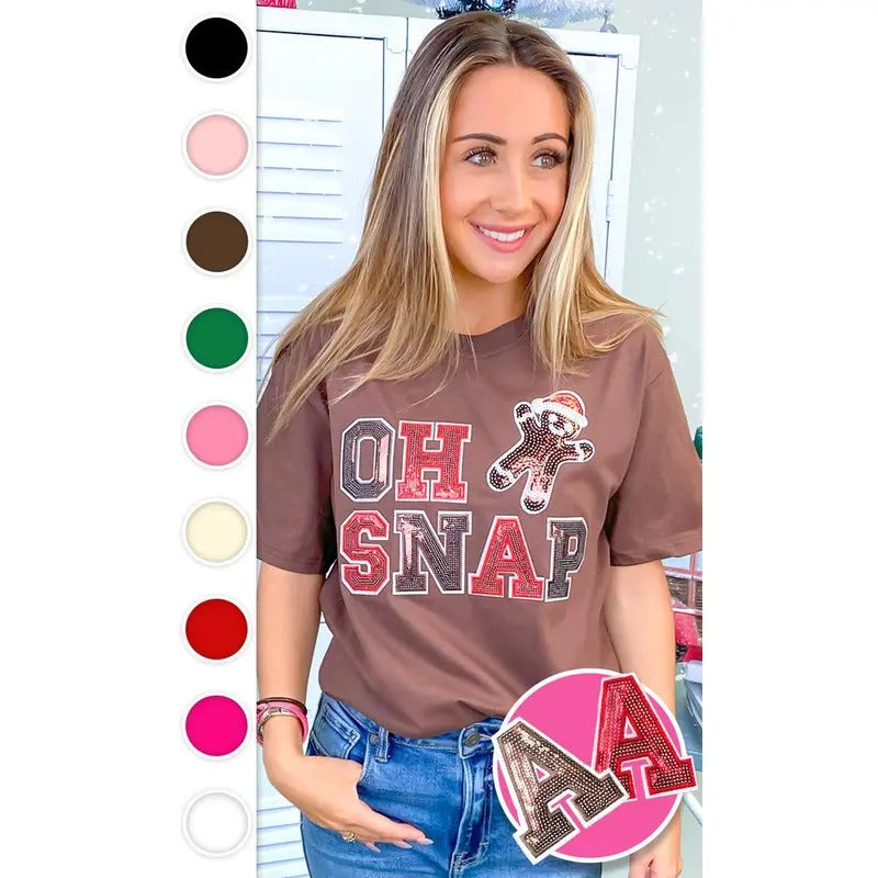 Oh Snap Fun Sequin Christmas Graphic T-Shirt Hoodie, Sweatshirt | UrbanDripWear.com