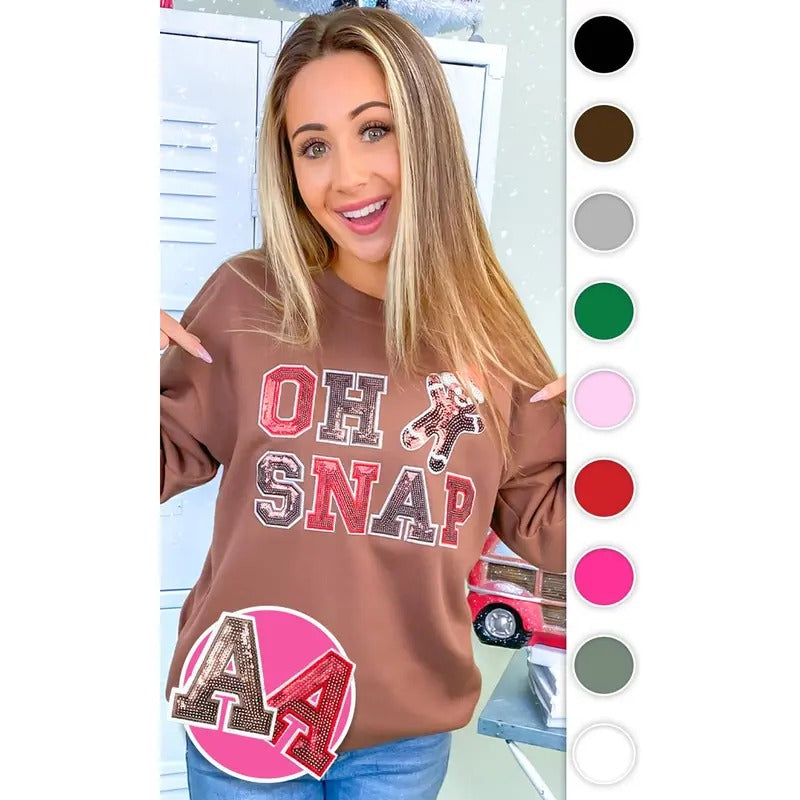 Oh Snap Sequin Christmas Graphic Sweatshirt T-Shirts, Hoodie | UrbanDripWear.com