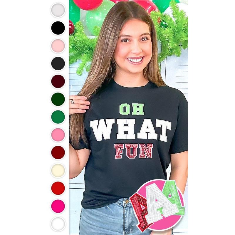 Oh What Fun Sequin Christmas Graphic T-Shirt Hoodie, Sweatshirt | UrbanDripWear.com