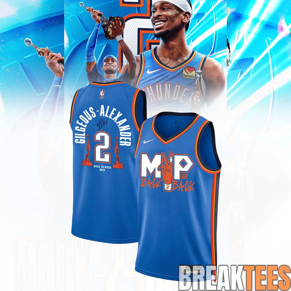 Oklahoma City Thunder Shai Gilgeous Back to Back 2026 NBA MVP Basketball Jersey