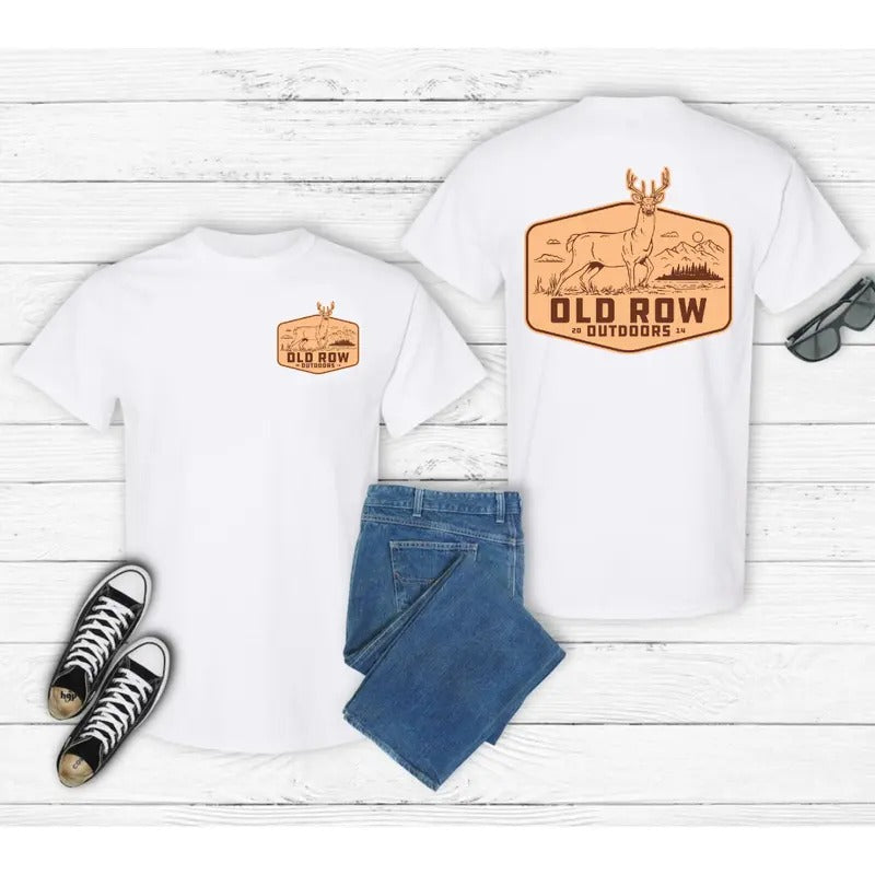 Old Row Outdoors Deer Front and Back Graphic Gildan-Unisex T-Shirt Cotton Fabric Hoodie, Sweatshirt | UrbanDripWear.com