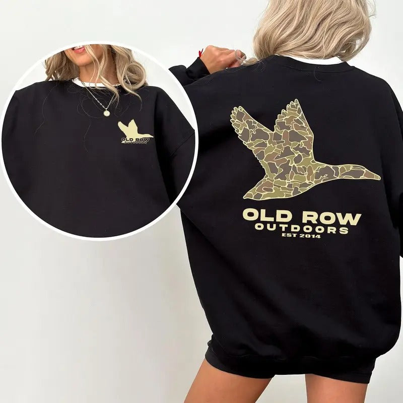 Old Row Outdoors Flying Duck Camo Pocket 2-Side, Outdoors Sweaters, Comfort Clothing, Cotton Fabric Sweaters, Printed...