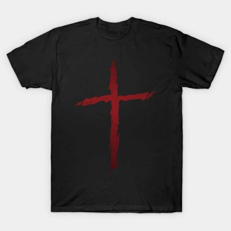 Old rugged distressed christian cross with red gradient tones T-Shirt Hoodie, Sweatshirt | UrbanDripWear.com
