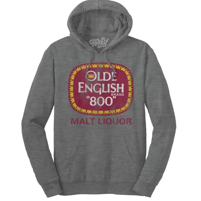Olde English 800 Malt Liquor Hooded Sweatshirt - Oxford Gray T-Shirts, Hoodie | UrbanDripWear.com