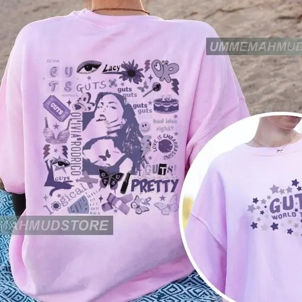Olivia Guts Tour Two Sides Shirt, Guts Tour 2024 Sweatshirt, 2024 Concert Shirt, Guts Tee, Olivia Bad Idea Right Shirt,...
