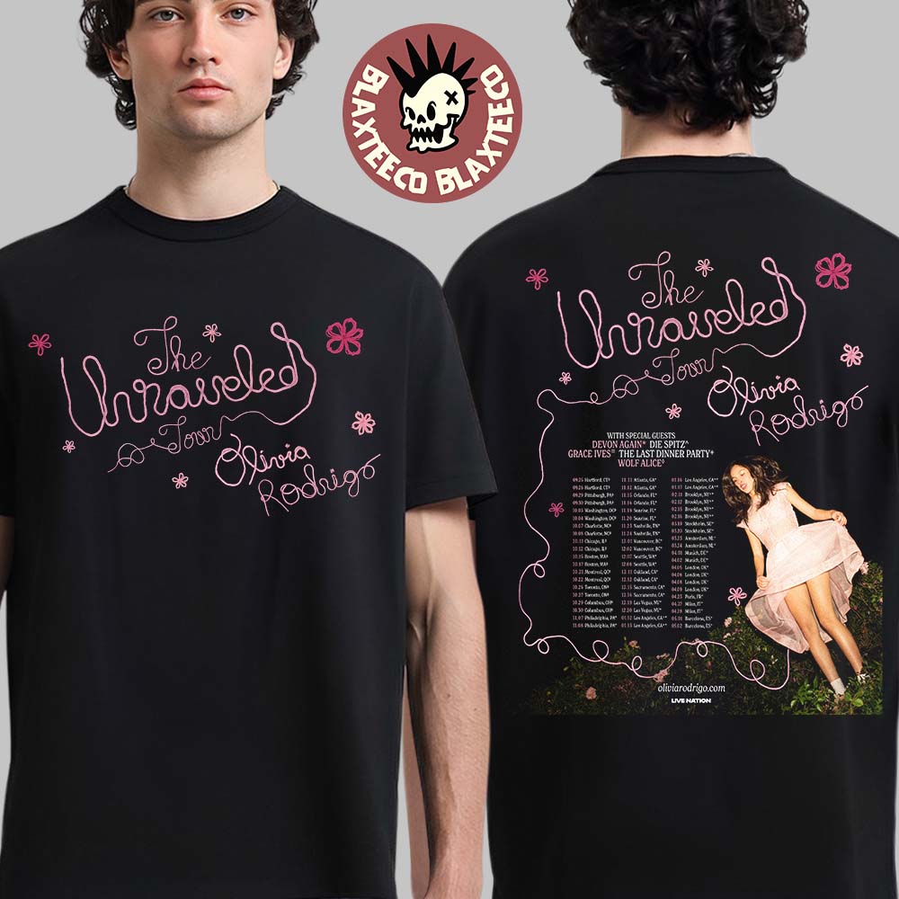Olivia Rodrigo The Unraveled Tour 2026 North America UK And Europe Schedule Dates T-Shirt