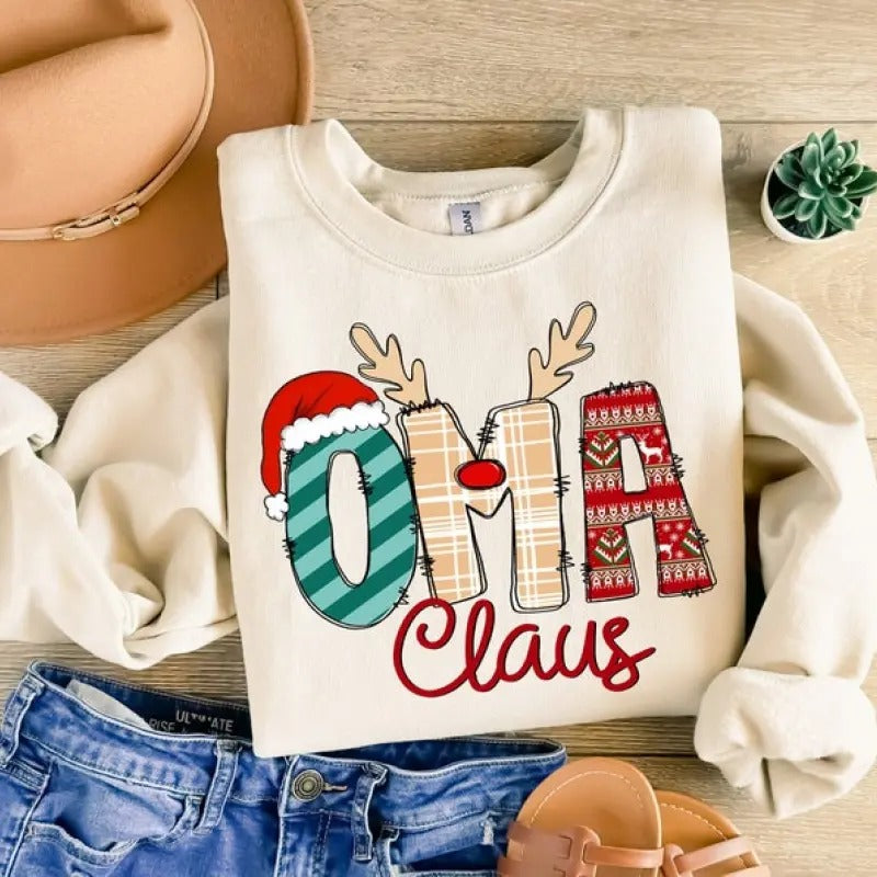 Oma Claus Sweatshirt, Oma Claus Christmas Shirt, Oma Claus Shirt, Grandma Christmas Shirt, Grandma Christmas Gift, Xmas...