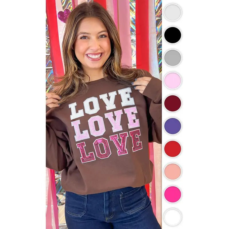 Ombre Sequin Love Valentines Graphic Sweatshirt T-Shirts, Hoodie | UrbanDripWear.com