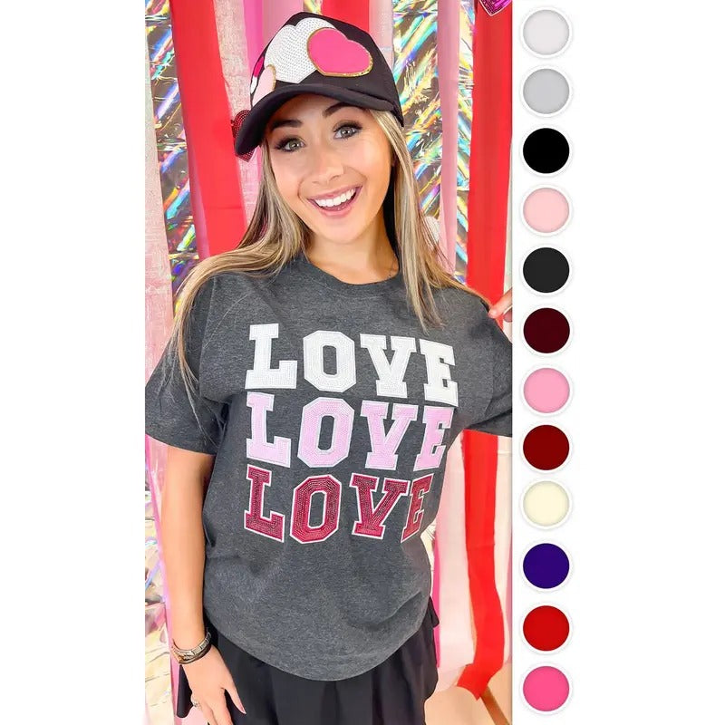 Ombre Sequin Love Valentines Graphic T-Shirt Hoodie, Sweatshirt | UrbanDripWear.com