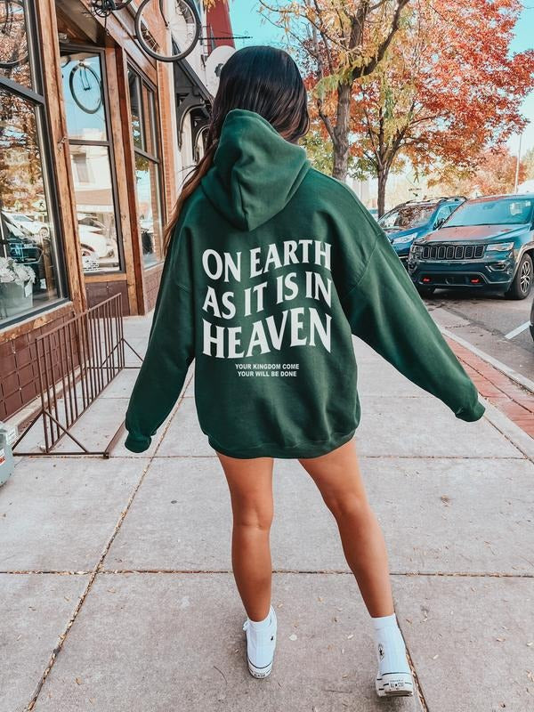 On Earth As It Is In Heaven Christian Hoodie Christian Sweatshirt Jesus Hoodie Trendy Hoodie Bible Verse Shirt Aesthetic...