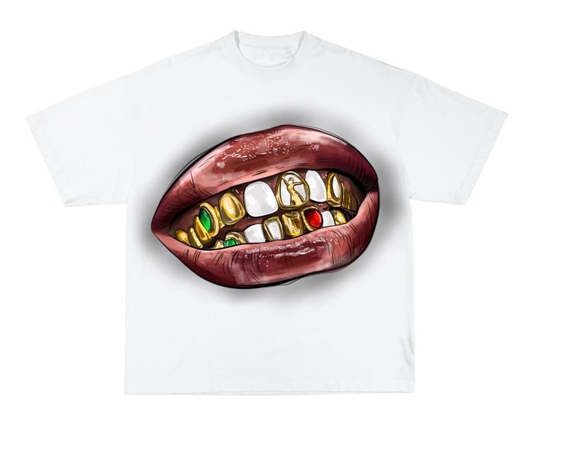 On Hand Smile GRILLS Gold Style Rap Hip Hop Y2k Fashion Graphic T Shirt Hoodie, Sweatshirt | UrbanDripWear.com