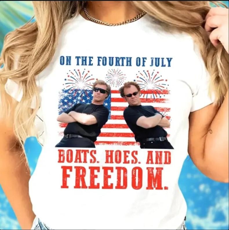 On The Fourth Of July Boats Hoes and Freedom Shirt, 4th Of July Shirt Hoodie, Sweatshirt | UrbanDripWear.com