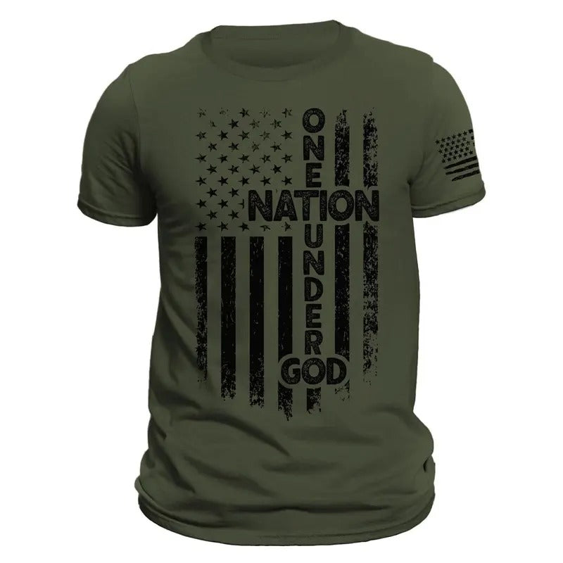One Nation Under God American Vertical Flag Patriotic T-Shirt Casual Classic Hoodie, Sweatshirt | UrbanDripWear.com