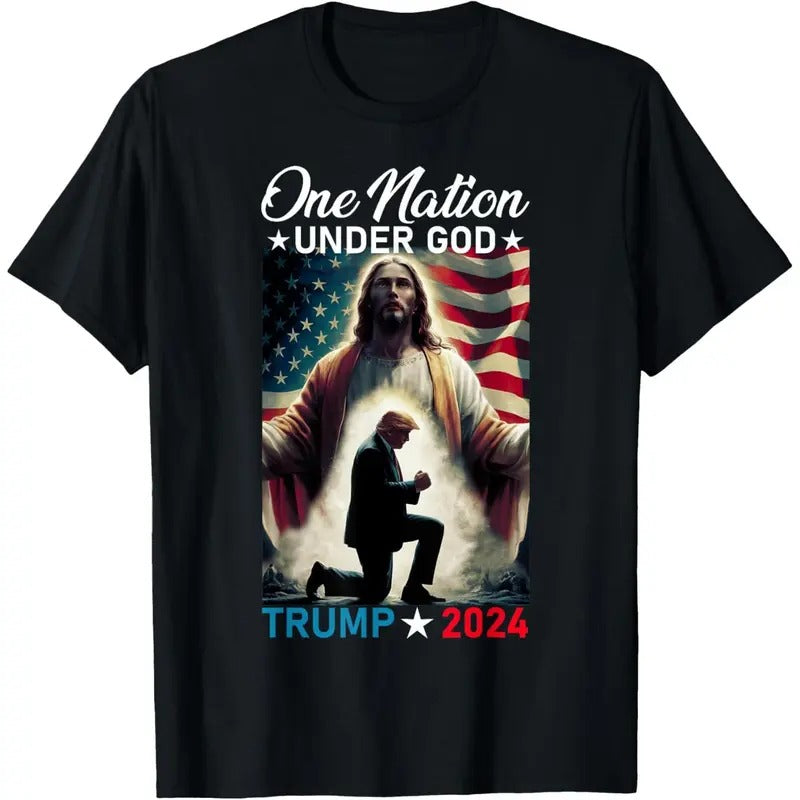 One Nation Under God Trump 2024 God American Flag Christian T-Shirt made in usa Hoodie, Sweatshirt | UrbanDripWear.com