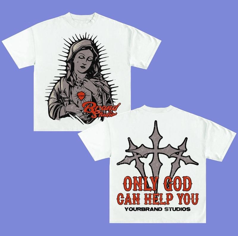Only God Can Help You Y2k TShirt Style Hip Hop Streetwear Rap Tee, Cotton Tee Menswear Hoodie, Sweatshirt | UrbanDripWear.com