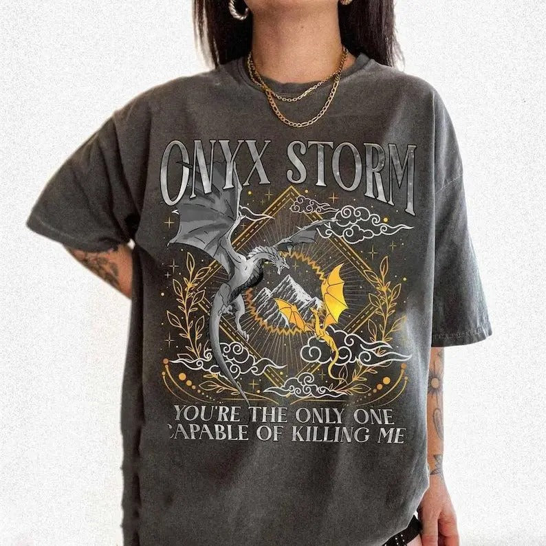 Onyx Storm Brave the Dark Comfort Colors Shirt, Xaden Riorson Shirt, Fourth Wing Shirt, Violet Sorrengail Dragon Rider,...