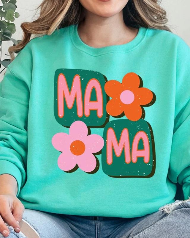 Orange Groovy Mama Unisex NuBlend Crew Sweatshirt MAMA GRAPHIC SWEATSHIRTS T-Shirts, Hoodie | UrbanDripWear.com
