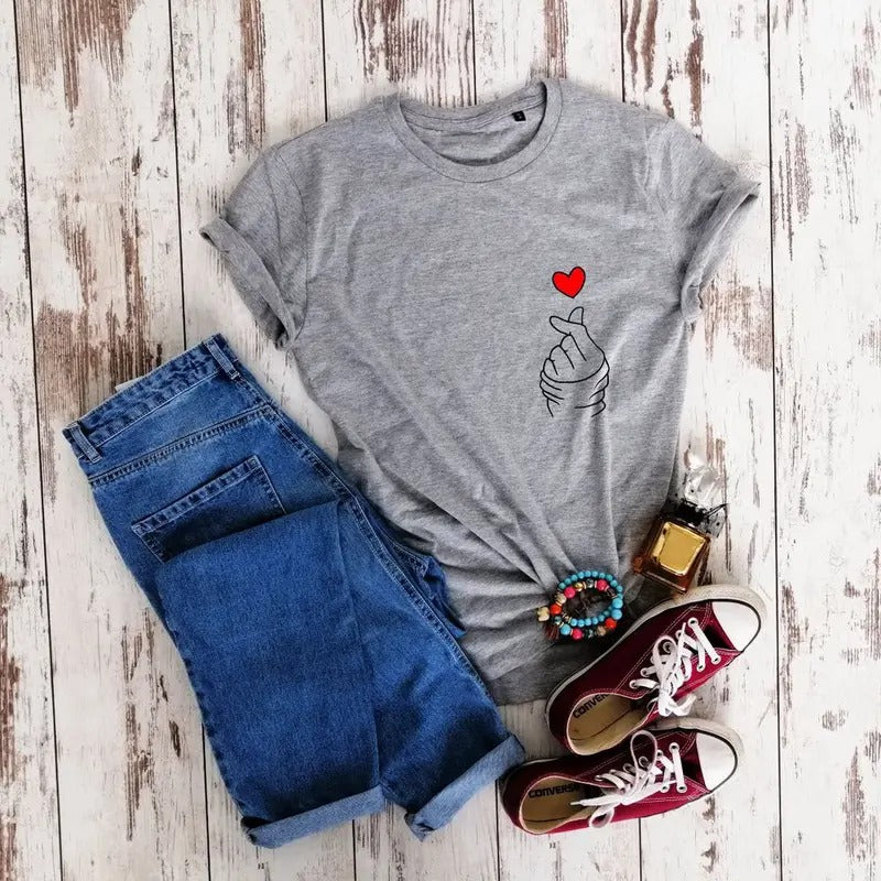 Organic cotton, Hand with heart T-shirt, cool Shirt, unisex t-shirt, Unisex Crew neck T-shirt, Organic t-shirt, feminism...
