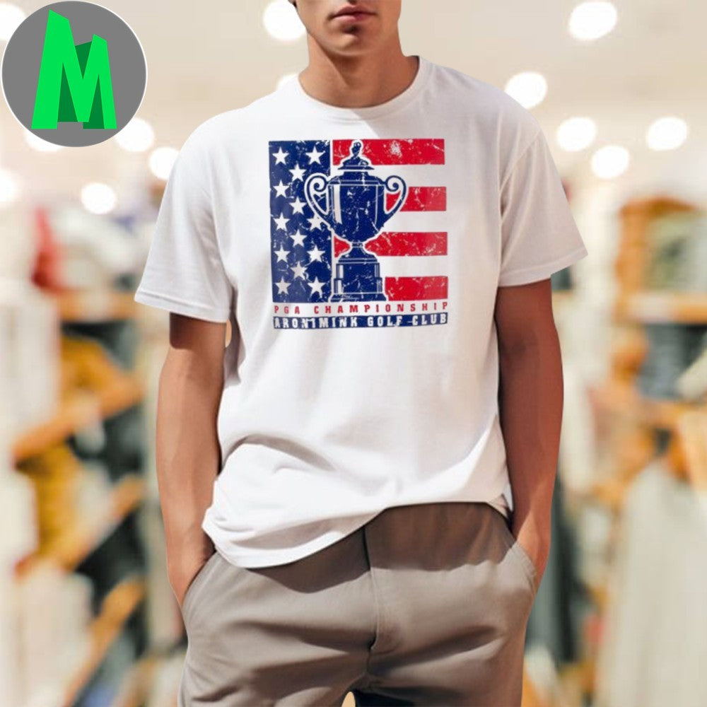Original 2026 PGA Championship Aronimink Golf Club American Flag Trophy T-Shirt
