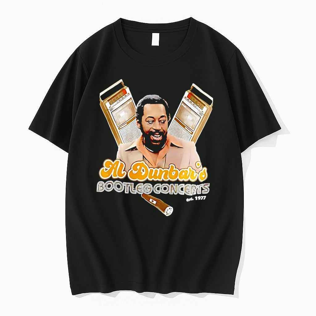 Original Al Dunbars Bootleg Concerts Est 1977 Black Tshirts Jpg