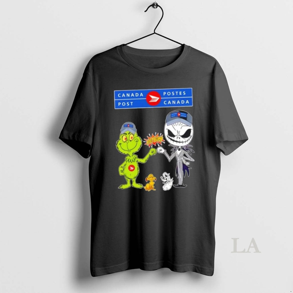 Original Canada Post X Grinch And Jack Skellington Fist Bump Uniwilling Friends