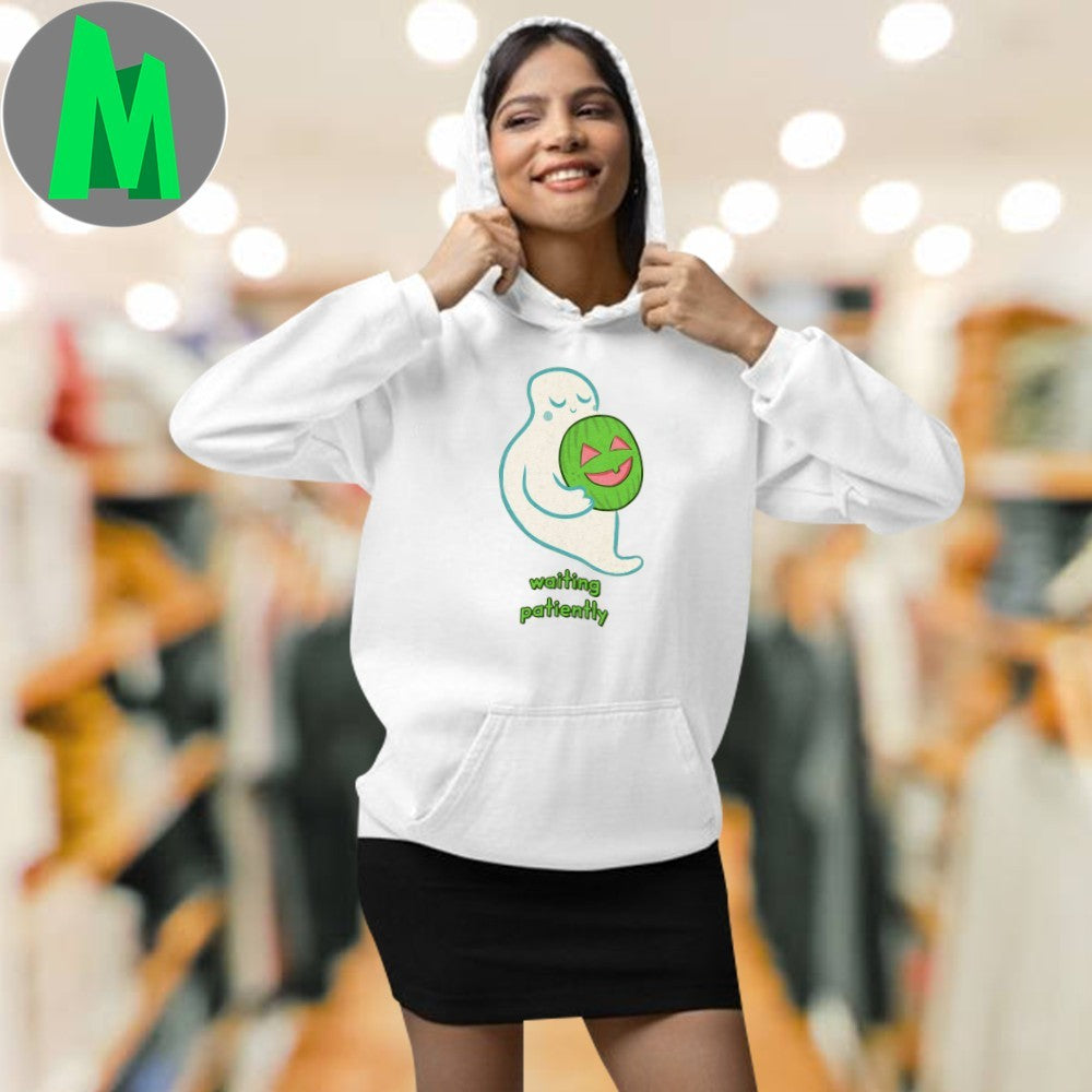 Original Cute Ghost Waiting Patiently Watermelon Jack-o’-Lantern T-Shirt