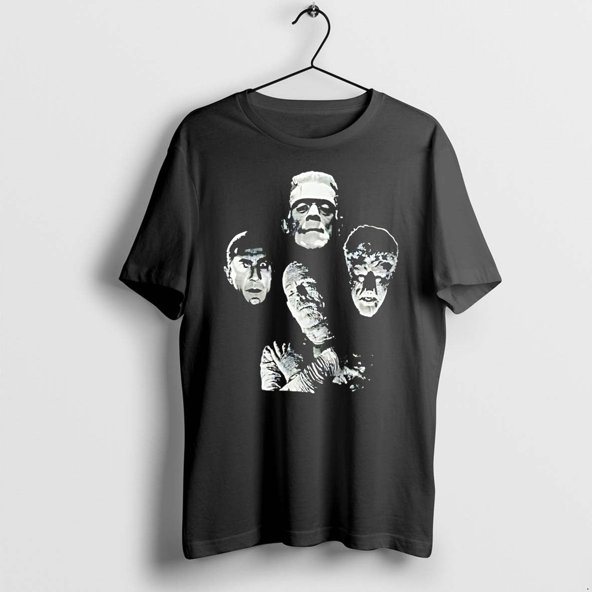 Original Frankenstein Dracula Mummy Wolf Man Universal Monsters Black Tshirts
