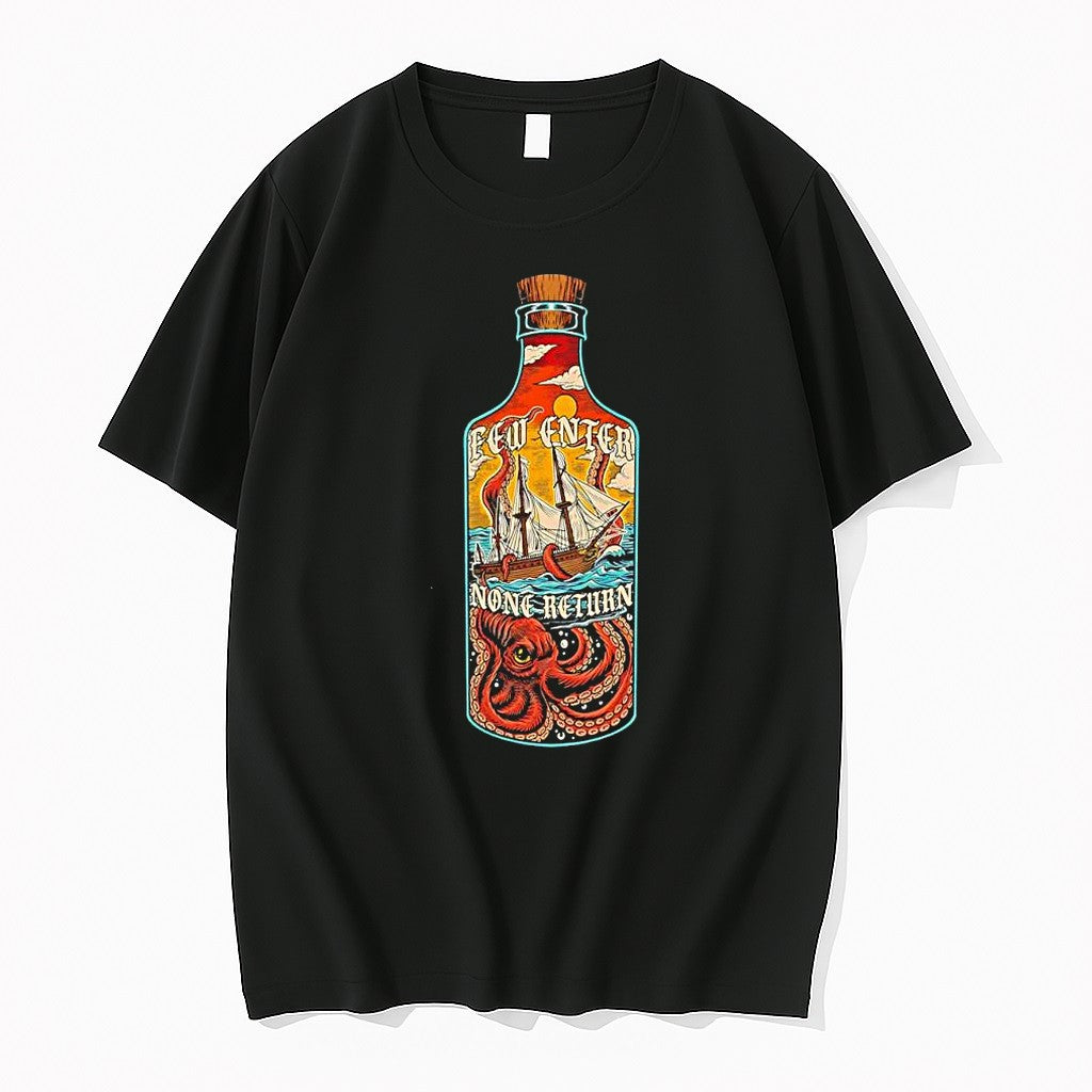 Original Kraken Pirate Ship In Bottle Few Enter None Return Vintage Tshirts Jpg