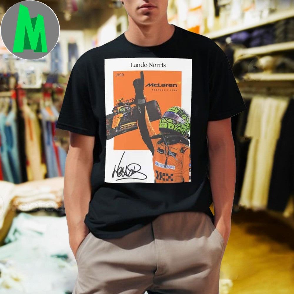 Original Lando Norris McLaren F1 Celebration Graphic Black T-Shirt