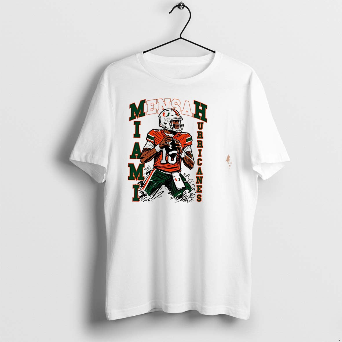 Original Mensah Sketch Miami Hurricanes Football Paint Tee Tshirts Jpg