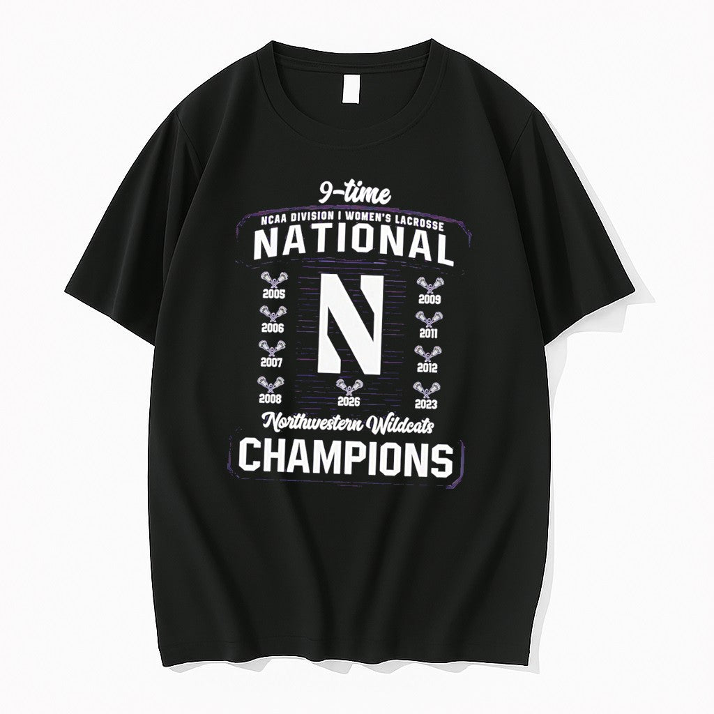 Original Northwestern Wildcats 2026 Ncaa Womens Lacrosse National Champions 9 Time Tee Tshirts